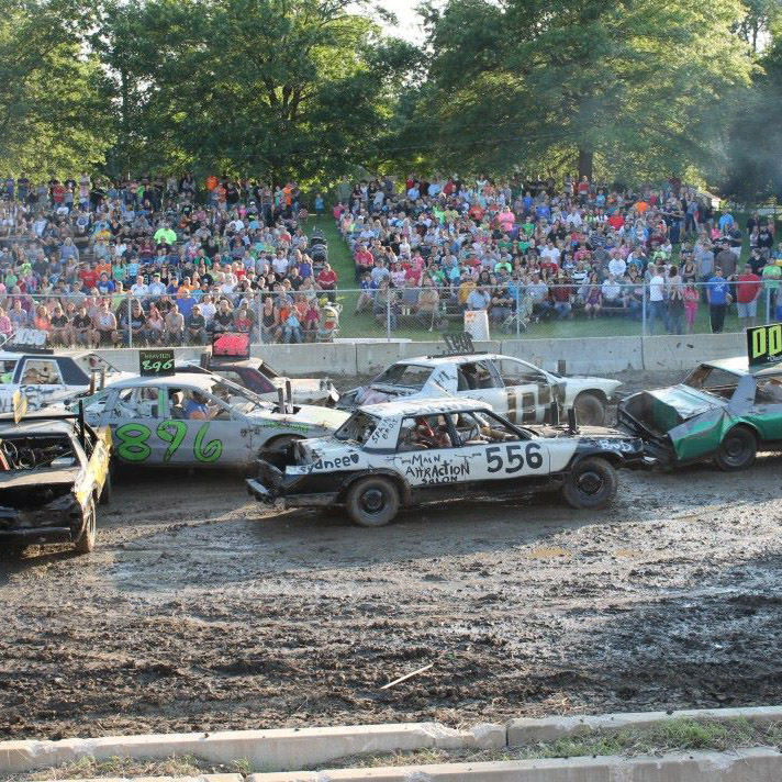Demolition Derby at Ford County Fair in Melvin, Illinois